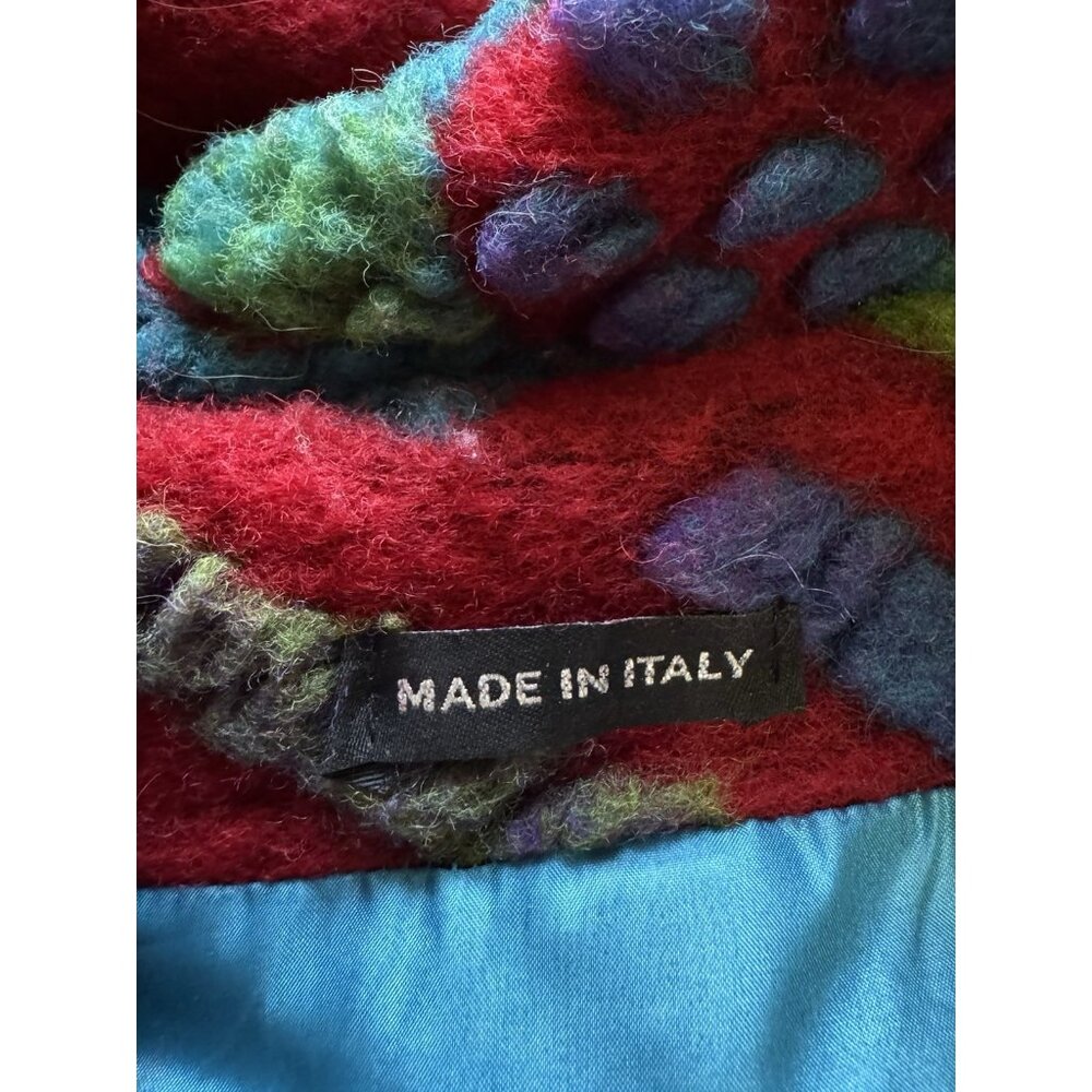 Made in Italy Women Coat Lined Wool Blend? Size Measured Embroidered Button READ - Picture 3 of 9
